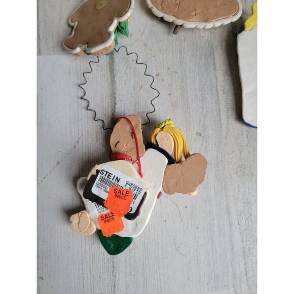 Vintage gingerbread cake Angel Baby Bottle teddy bear ornament unique set Xmas - Picture 7 of 8